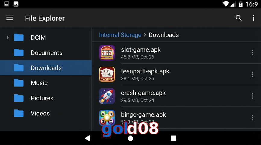 Main screen of Gold08 gameapk page for PK players